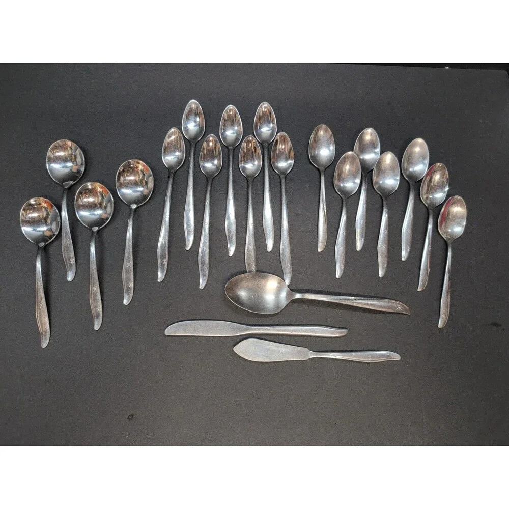 21 Piece Lot Mar Crest  Stainless Flatware Silverware Atomic MCM USA